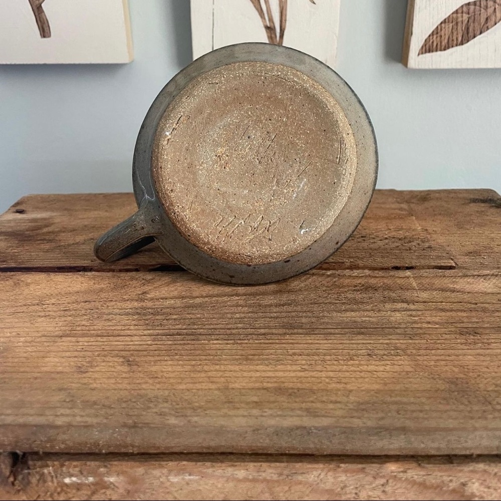 Handmade Pottery Small Dip Bowl Tan & Blue